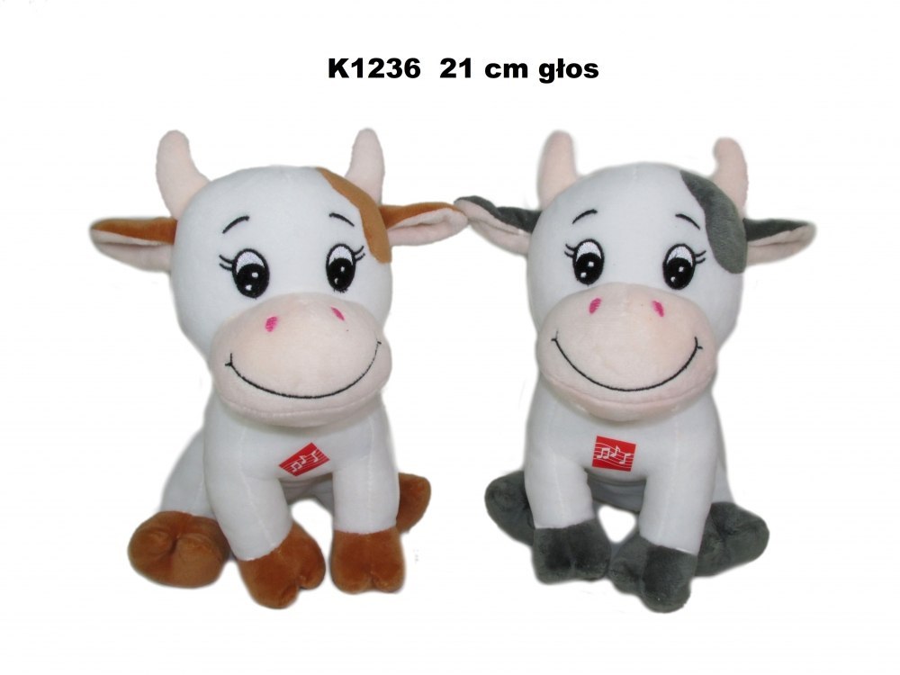 PLUSH TOY COW WITH VOICE 20CM SITTING K1236 SA SUN-DAY